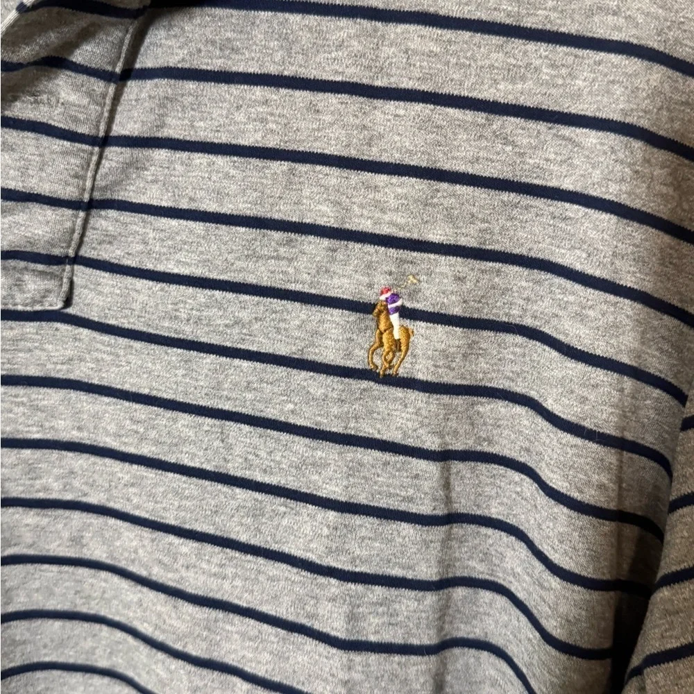 Polo by Ralph Lauren Men's Gray Striped Soft Cotton Polo